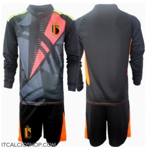 Belgio Portiere Prima Maglia Bambino Europei 2024 Manica Lunga (+ Pantaloni corti)